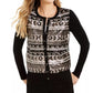 Cardigan feminino Fair Isle com lantejoulas Charter Club, preto, tamanho extragrande