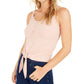 Blusa camisola feminina Bar III Becca Tilley X canelada com amarração frontal, rosa, tamanho médio