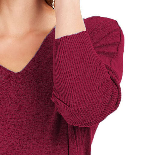 Túnica feminina estilo &amp; co com decote em V e ombros caídos, vermelha, tamanho extra pequeno