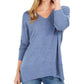 Túnica feminina estilo &amp; co com decote em V e ombros caídos, azul, tamanho extra grande