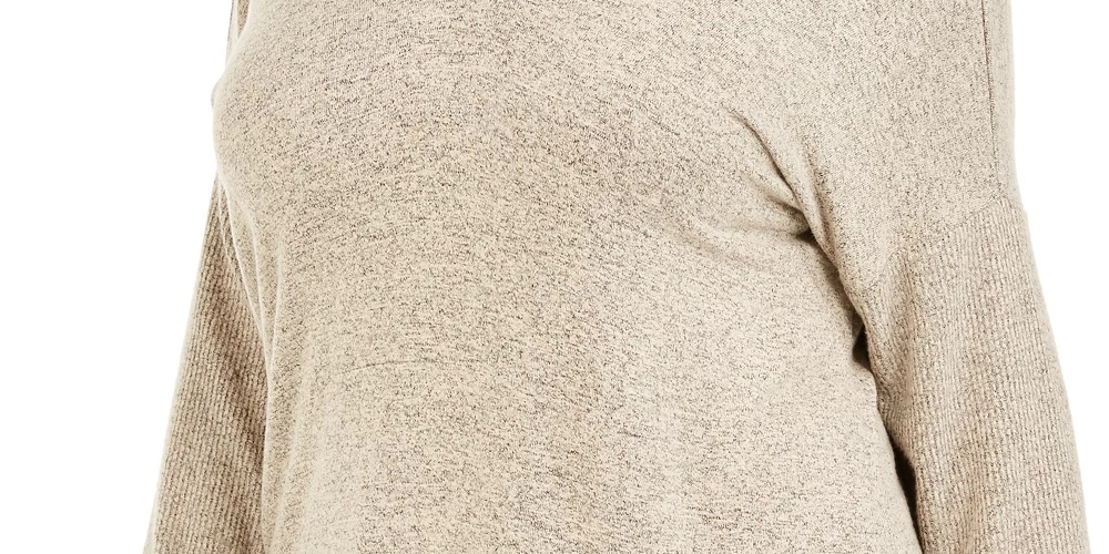 Túnica feminina plus size com mangas caídas e mesclada, estilo &amp; co, bege, tamanho 3X