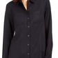 Camisa feminina Charter Club de tencel lisa preta, tamanho extra grande
