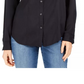 Camisa feminina Charter Club de tencel lisa preta, tamanho extra grande