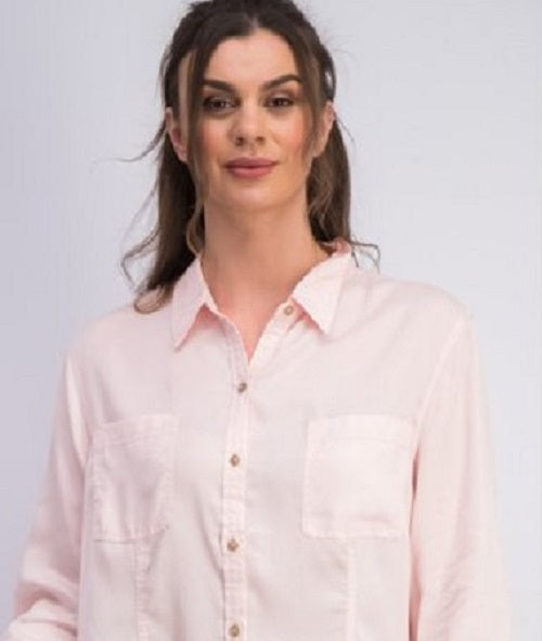 Camisa feminina Charter Club de tencel lisa, rosa, tamanho médio