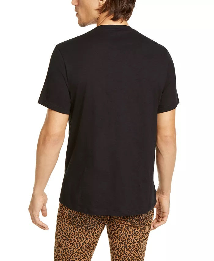 Camiseta masculina com zíper e decote em V, da INC International Concepts, com acabamento em couro sintético, preta, tamanho XX-G