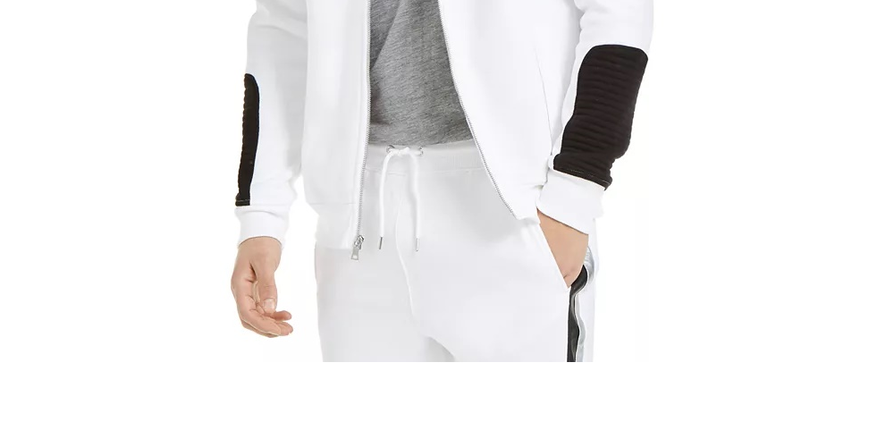 Jaqueta de corrida masculina INC International Concepts Portrait, branca, tamanho grande