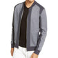 Jaqueta bomber masculina de malha texturizada com blocos de cores e peças da INC International Concepts, cinza, tamanho 3 extra grande