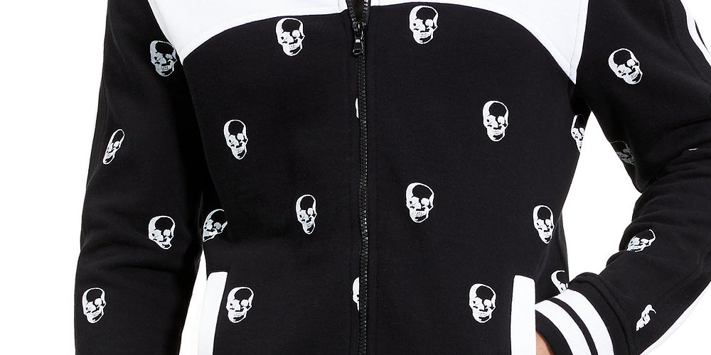 Jaqueta de corrida masculina com caveira da INC International Concepts, preta, tamanho grande