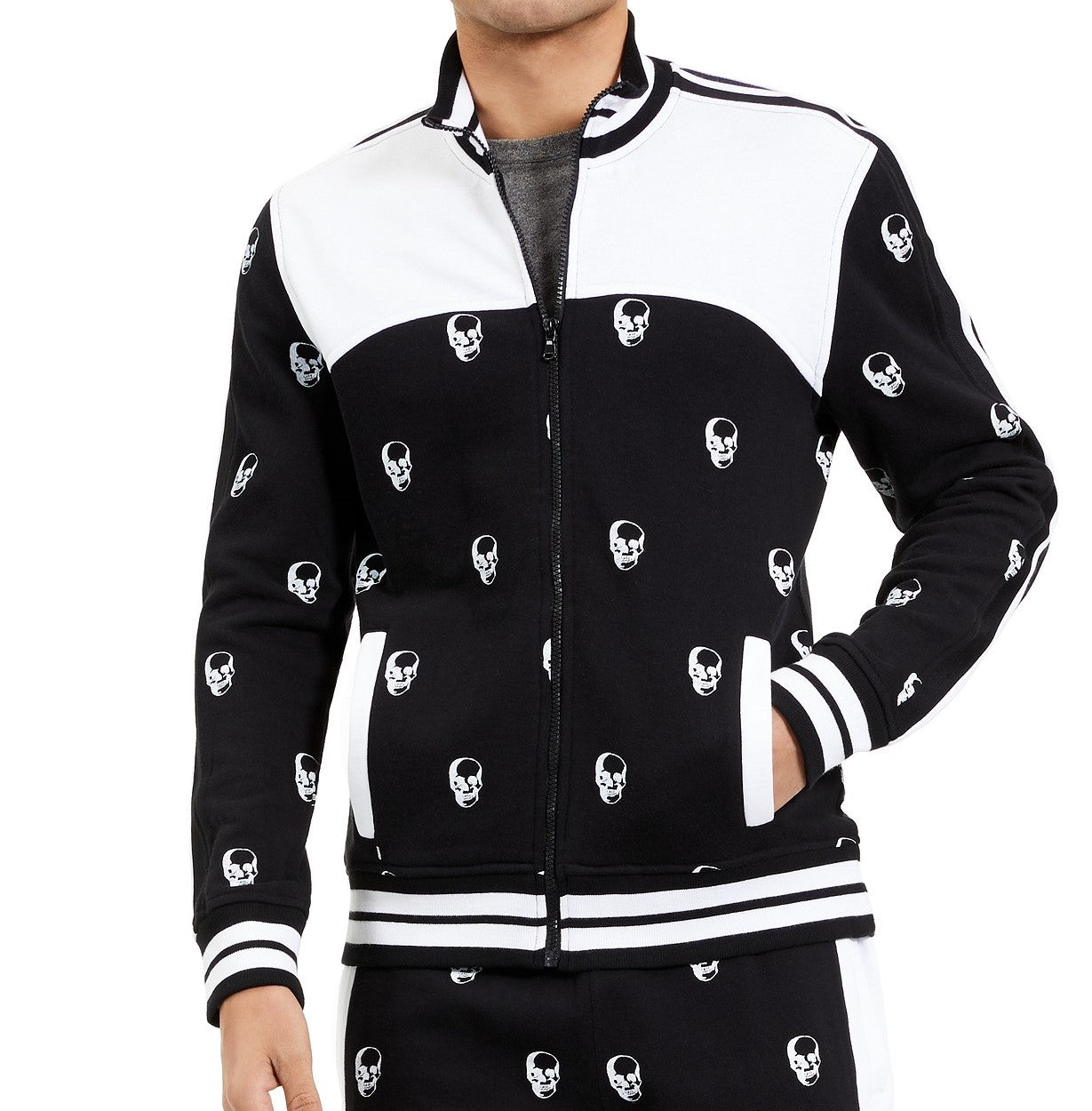 Jaqueta de corrida masculina com caveira da INC International Concepts, preta, tamanho pequeno