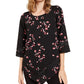 Blusa Alfani Charmeuse com bainha em V, preta, tamanho pequeno