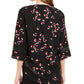 Blusa Alfani Charmeuse com bainha em V, preta, tamanho pequeno