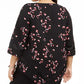 Blusa feminina Alfani estampada com bainha pontuda, preta, tamanho 0X