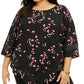 Blusa feminina Alfani Plus Size estampada com bainha pontuda, preta, tamanho 3X