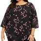 Blusa feminina Alfani com estampa e bainha pontuda, preta, tamanho 2X
