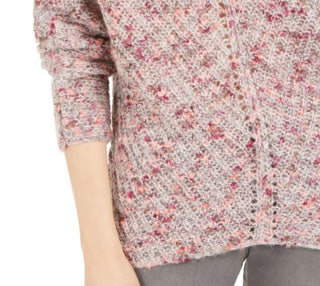 Suéter feminino estilo &amp; co com decote em V e manga dolman rosa grande