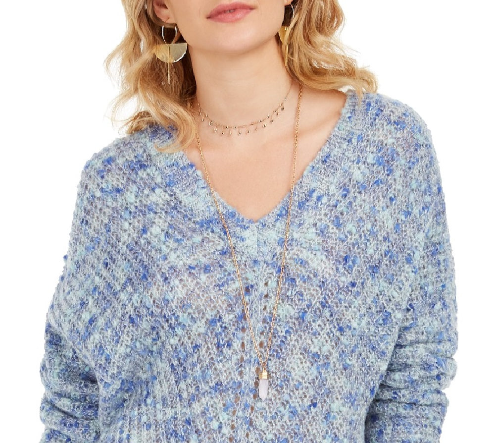 Suéter feminino estilo &amp; co com decote em V e manga dolman, azul, extra grande