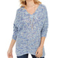 Suéter feminino estilo &amp; co com decote em V e manga dolman, azul, 2 extra grande