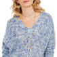 Suéter feminino estilo &amp; co com decote em V e manga dolman, azul, 2 extra grande