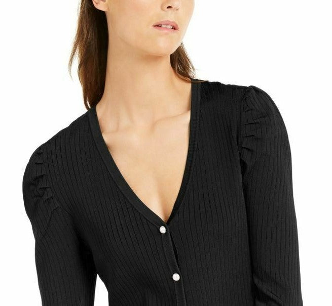 Cardigan feminino com manga bufante INC International Concepts, preto, tamanho grande