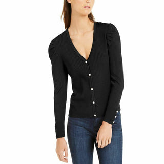 INC International Concepts Women's Puff-Sleeve Cardigan Black Size X-Large