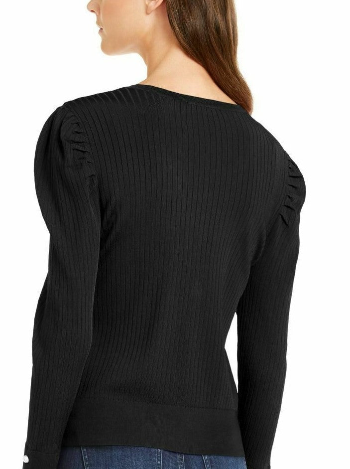 Cardigan feminino com manga bufante INC International Concepts, preto, tamanho X-G