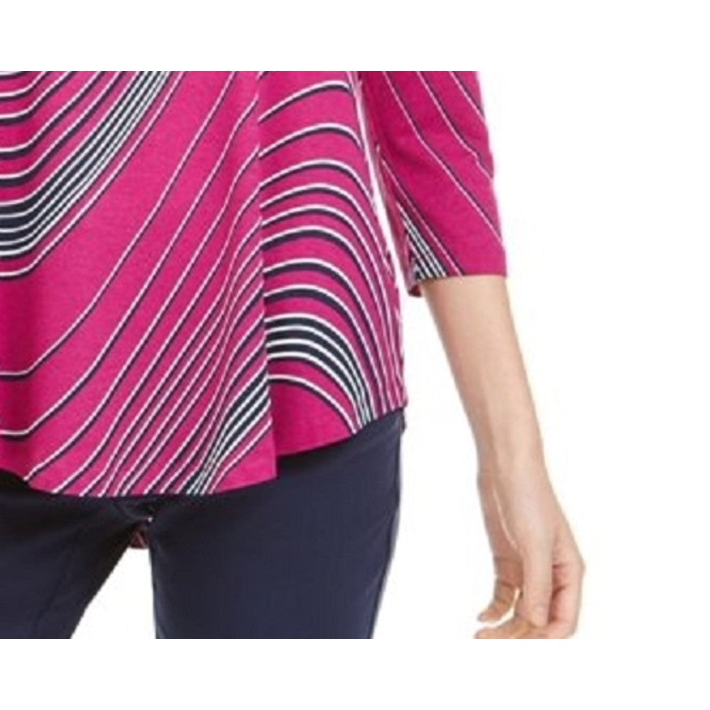 Camiseta feminina estampada com redemoinhos JM Collection, rosa, tamanho extra grande