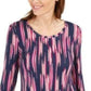 Camiseta estampada feminina JM Collection com manga 3/4, rosa, tamanho médio