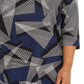 JM Collection Top feminino plus size com decote redondo e estampa azul, tamanho extragrande