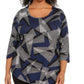 JM Collection Top estampado plus size com decote redondo e tamanho 2 extragrande para mulheres