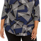 JM Collection Top estampado plus size com decote redondo e tamanho 2 extragrande para mulheres