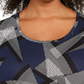JM Collection Top feminino plus size com decote redondo e estampa azul tamanho 0X