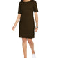 Vestido feminino Karen Scott de algodão com mangas compridas, marrom, tamanho extra pequeno