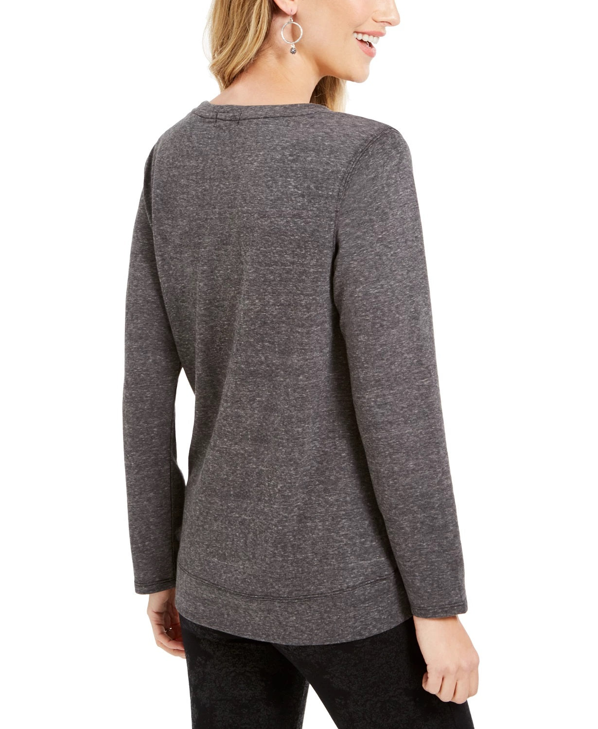 Moletom feminino com estampa de floco de neve estilo &amp; co, preto, tamanho extragrande