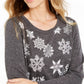 Moletom feminino com estampa de floco de neve estilo &amp; co, preto, tamanho extragrande