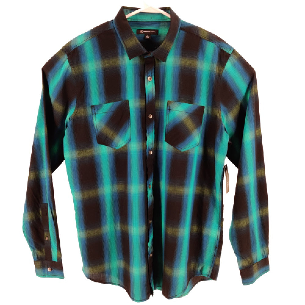 Camisa xadrez masculina Leo da INC International Concepts, azul, tamanho extra pequeno