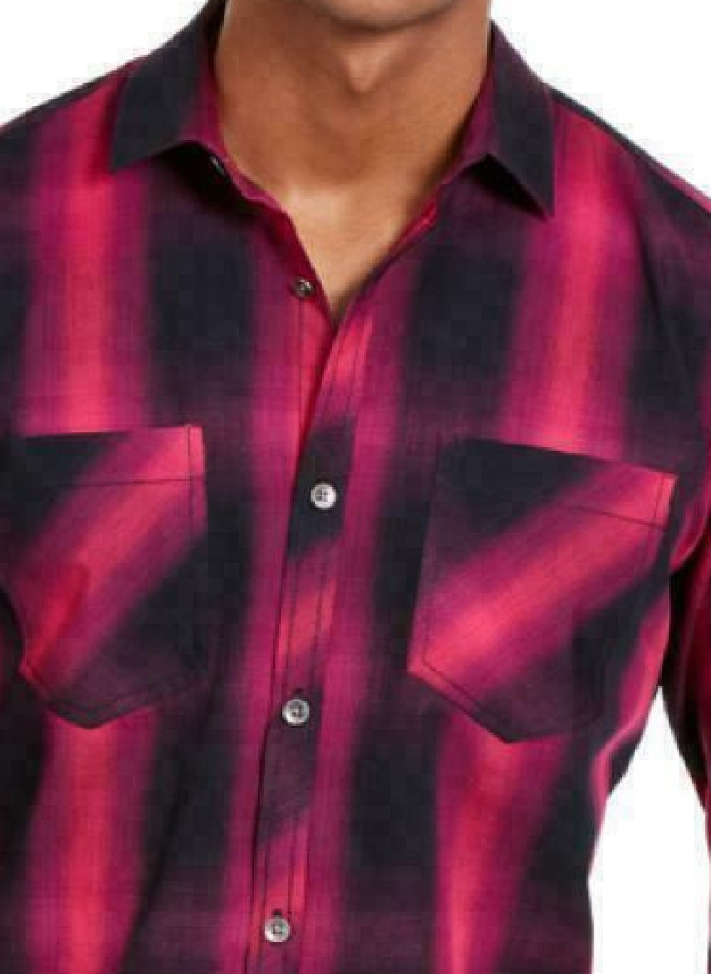 Camisa xadrez masculina Leo da INC International Concepts, rosa, tamanho médio