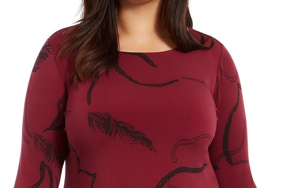 Alfani Plus Size Estampado Lenço-Bainha Top Mal Gestr Stch Tamanho OX