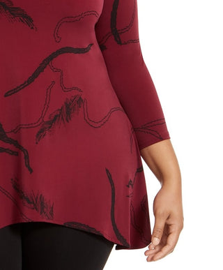 Alfani Plus Size Estampado Lenço-Bainha Top Mal Gestr Stch Tamanho OX