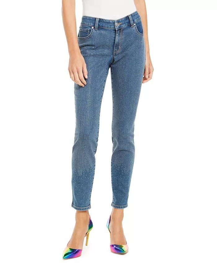 Calça jeans skinny feminina INC International Concepts Petite com detalhes na frente, azul, tamanho 6