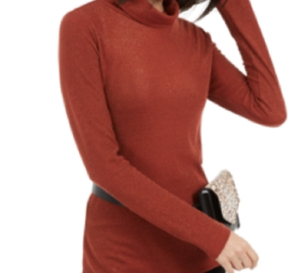 INC International Concepts Feminino Shimmer Gola Alta Marrom Tamanho Grande