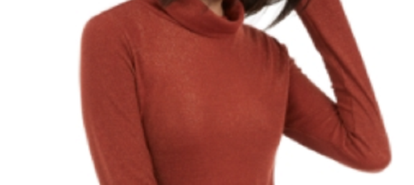 INC International Concepts Feminino Shimmer Gola Alta Marrom Tamanho Grande