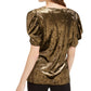 Blusa feminina de veludo com manga bufante INC International Concepts, tamanho X-S