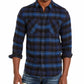 Camisa xadrez masculina American Ran com gola clássica, tamanho grande