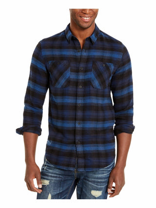 Camisa xadrez masculina American Ran com gola clássica, tamanho grande