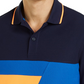 Camisa polo masculina Club Room Colorblocked Performance azul escuro tamanho grande