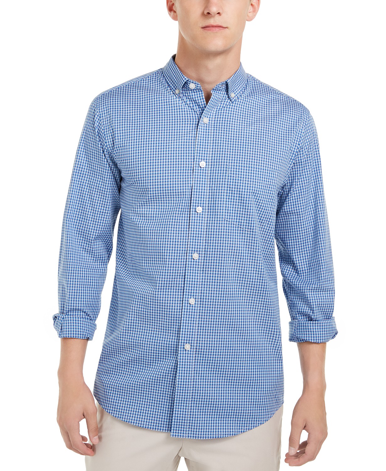 Camisa xadrez masculina Club Room, azul marinho, tamanho médio