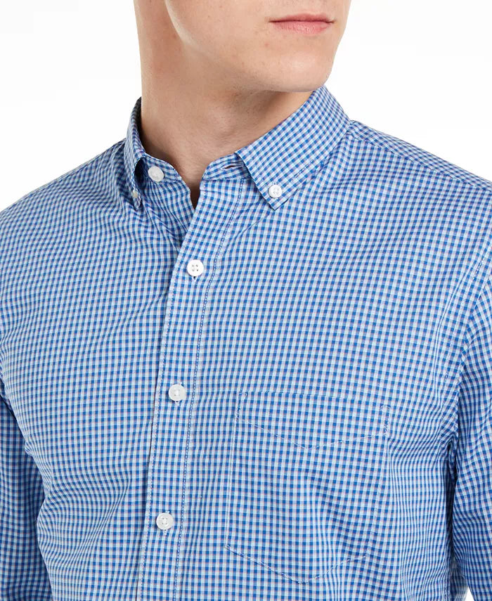 Camisa xadrez masculina Club Room, azul marinho, tamanho médio