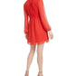 Vestido curto feminino Bar III de chiffon amassado com cintura franzida, tamanho pequeno, vermelho