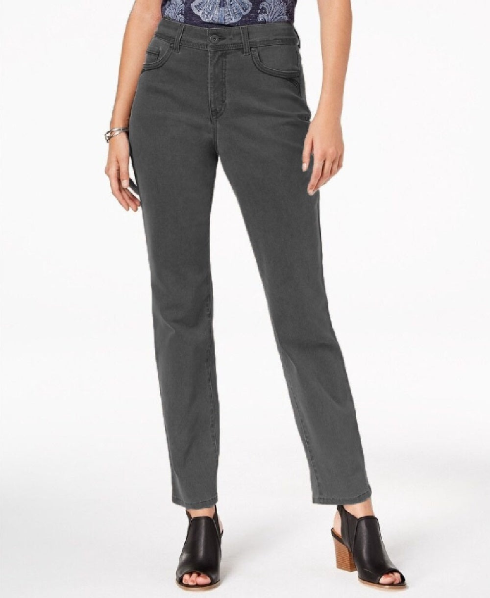 Calça jeans feminina Style &amp; Co Rail Tummy-Control com perna reta, preta, tamanho 4