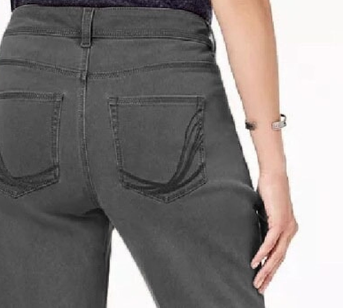 Calça jeans feminina Style &amp; Co Rail Tummy-Control com perna reta, preta, tamanho 4